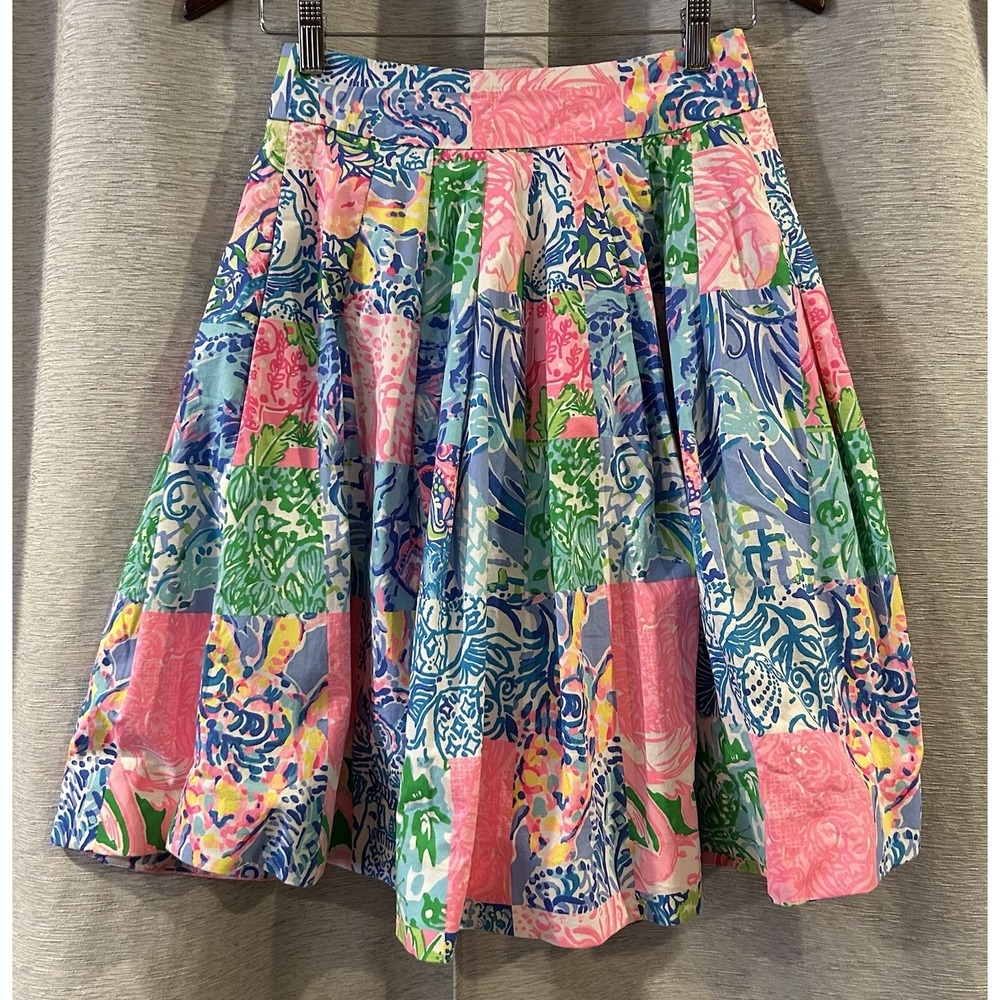 Lilly Pulitzer Women Navia Skirt Floral Patchwork Beach Size 0